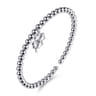 925 Sterling Silver Bujukan Beaded Clovers Charm Bangle Bracelet