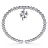 925 Sterling Silver Bujukan Beaded Clovers Charm Bangle Bracelet