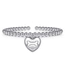925 Sterling Silver Bujukan Beaded Heart Charm Bangle Bracelet