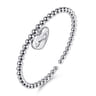 925 Sterling Silver Bujukan Beaded Heart Charm Bangle Bracelet