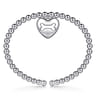 925 Sterling Silver Bujukan Beaded Heart Charm Bangle Bracelet