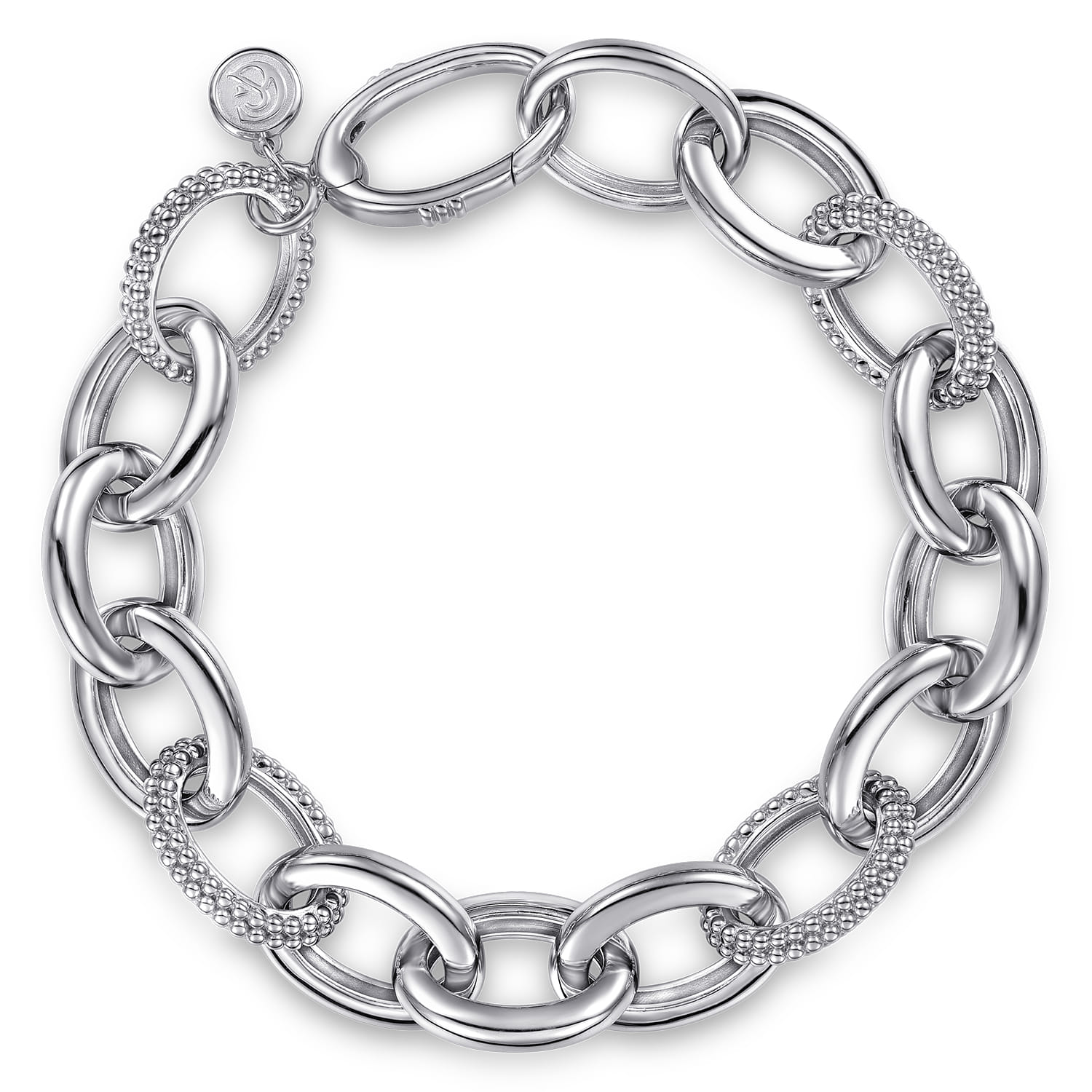 925 Sterling Silver Bujukan Beaded Link Chain Bracelet - Shot 1