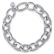 925 Sterling Silver Bujukan Beaded Link Chain Bracelet