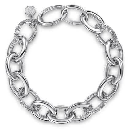 925 Sterling Silver Bujukan Beaded Link Chain Bracelet