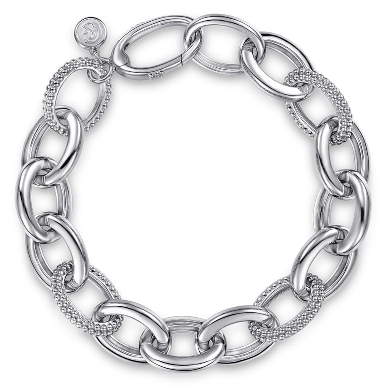 925 Sterling Silver Bujukan Beaded Link Chain Bracelet - Shot 1
