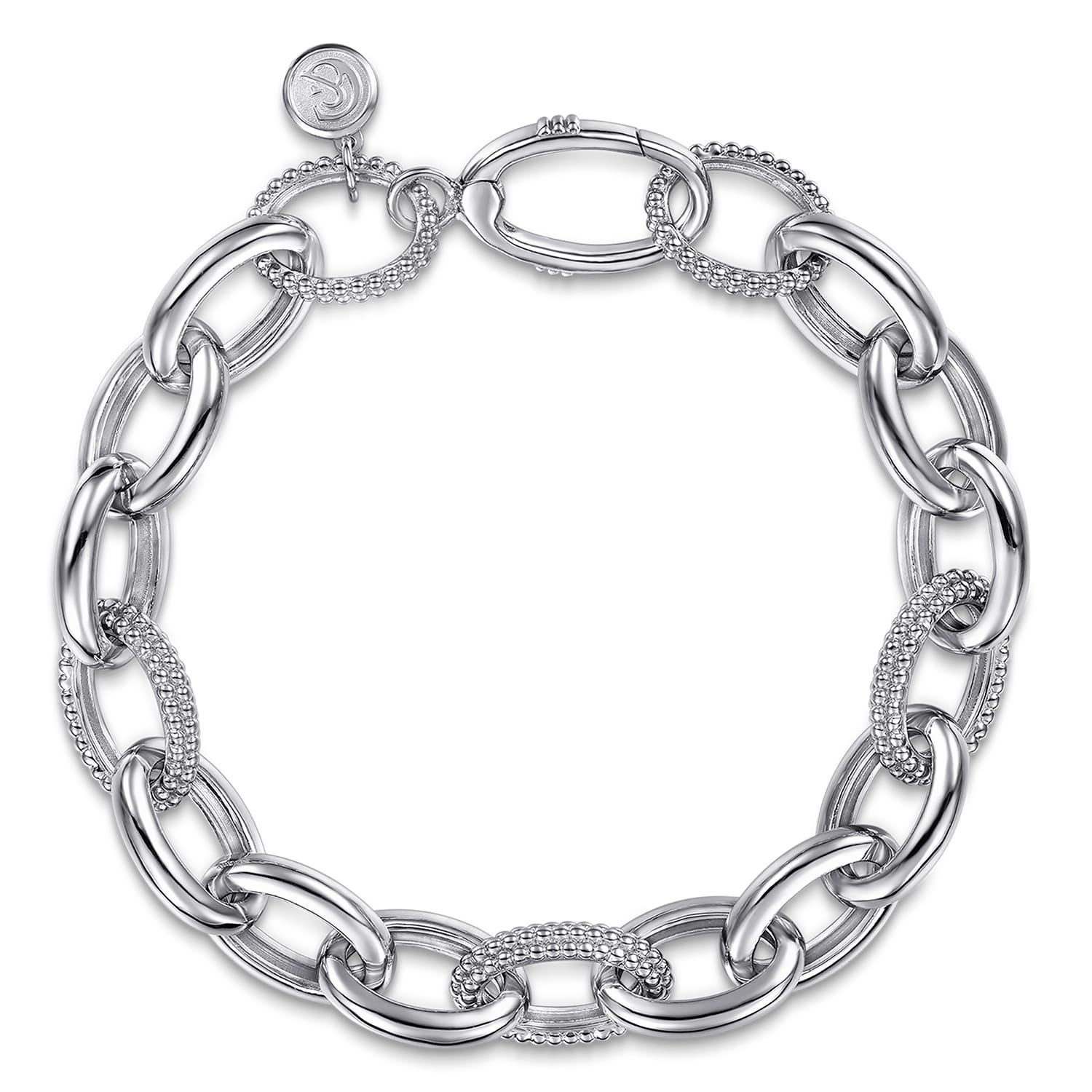 925 Sterling Silver Bujukan Beaded Link Chain Bracelet - Shot 1