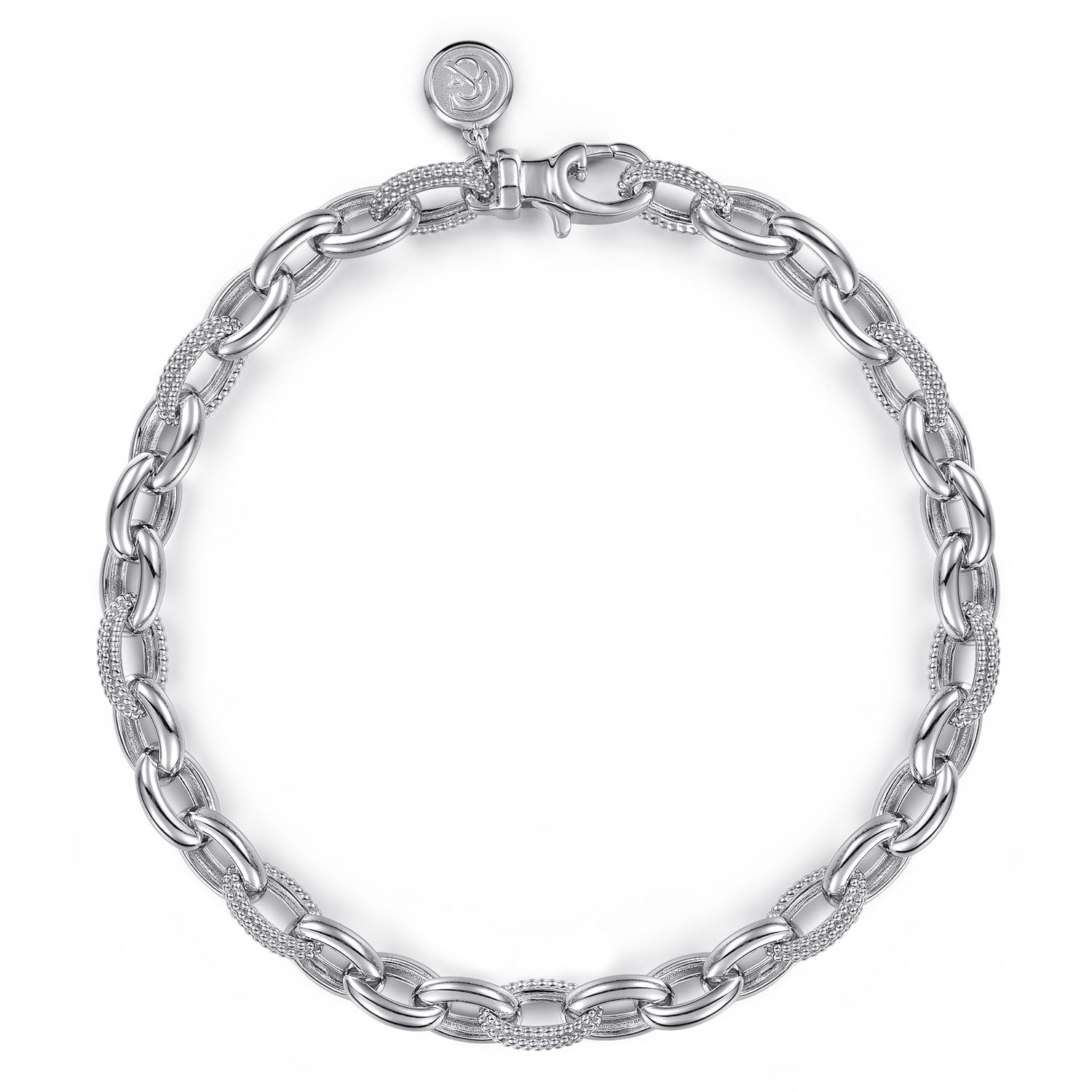 925 Sterling Silver Bujukan Beaded Link Chain Bracelet - Shot 1