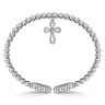 925 Sterling Silver Bujukan Beaded Rope Cross Charm Bangle Bracelet