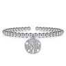 925 Sterling Silver Bujukan Beaded Sand Dollar Charm Bangle Bracelet