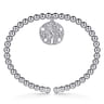 925 Sterling Silver Bujukan Beaded Sand Dollar Charm Bangle Bracelet