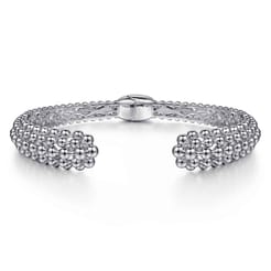 925 Sterling Silver Bujukan Beaded Split Bangle