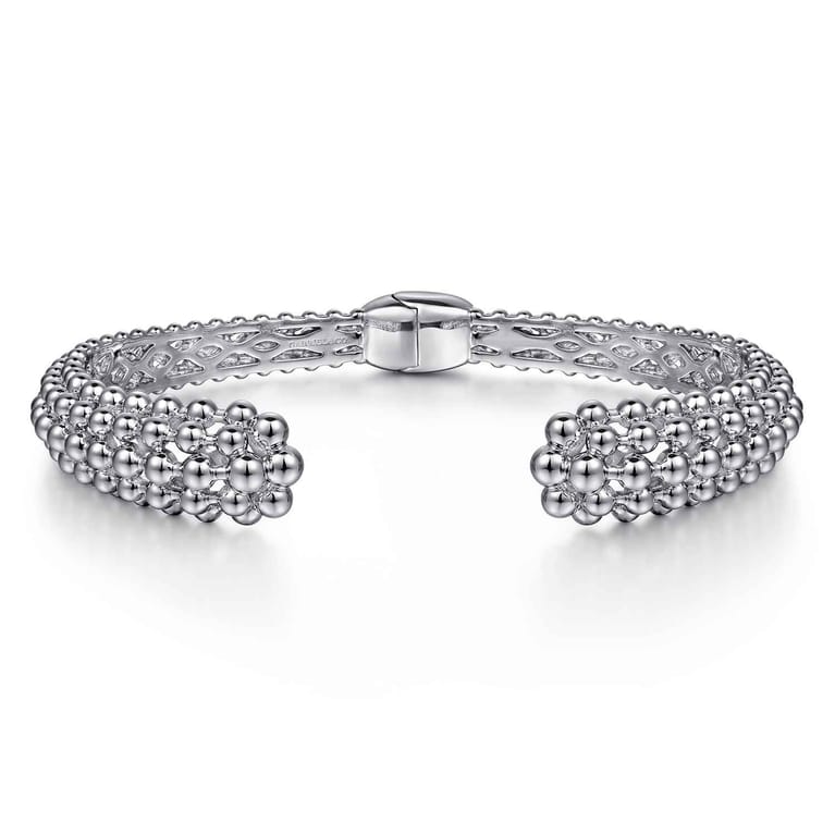925 Sterling Silver Bujukan Beaded Split Bangle - Shot 1