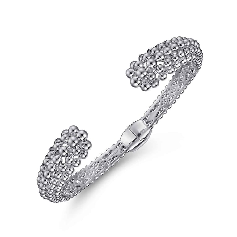 925 Sterling Silver Bujukan Beaded Split Bangle - Shot 2