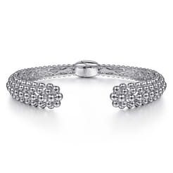925 Sterling Silver Bujukan Beaded Split Bangle