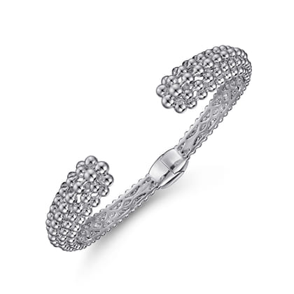 925 Sterling Silver Bujukan Beaded Split Bangle