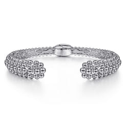 925 Sterling Silver Bujukan Beaded Split Bangle