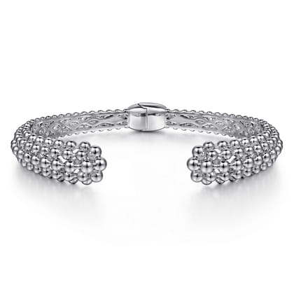 925 Sterling Silver Bujukan Beaded Split Bangle