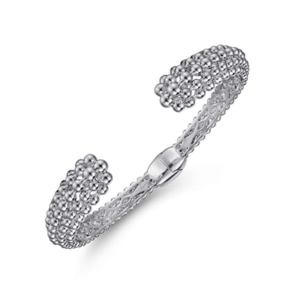 925 Sterling Silver Bujukan Beaded Split Bangle