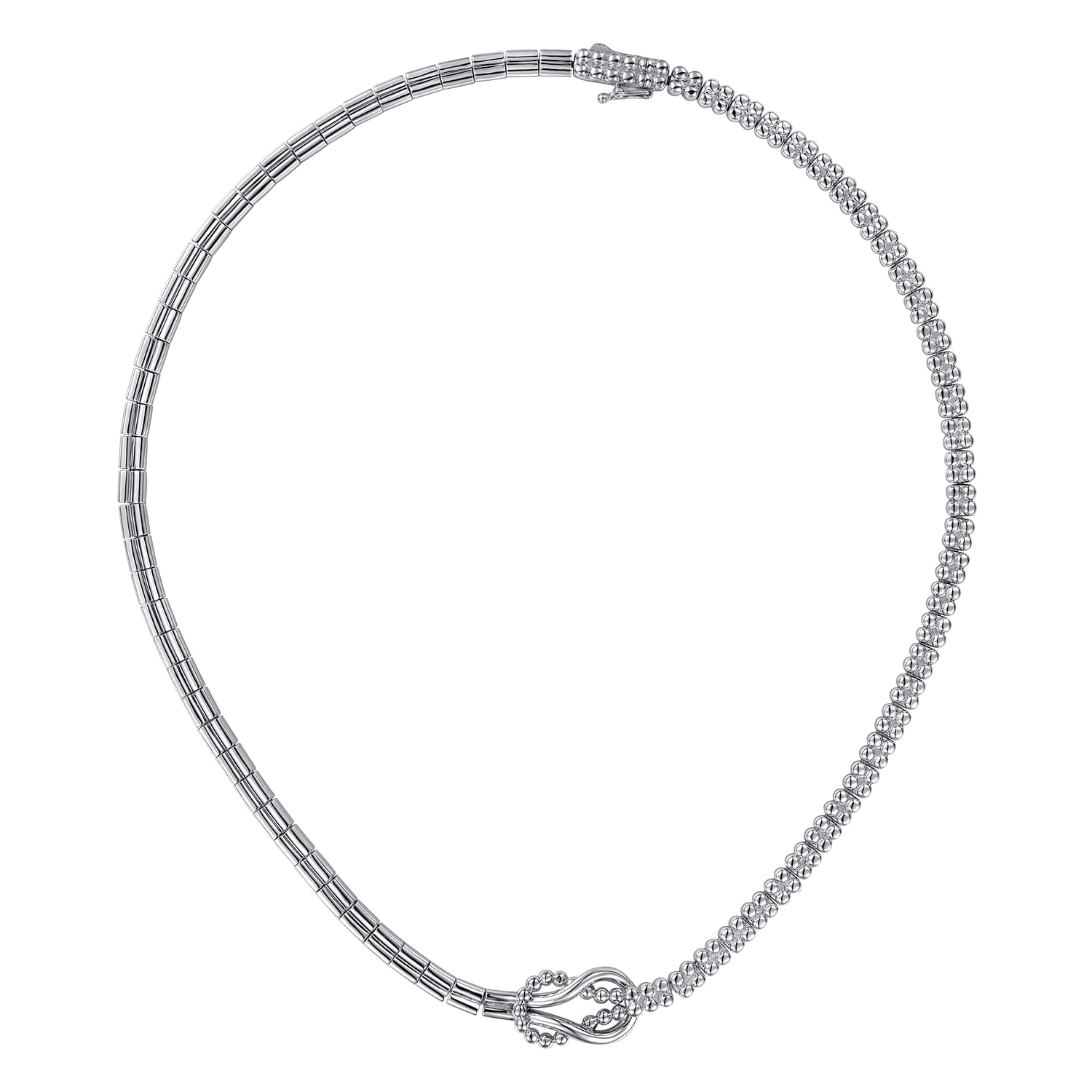 925 Sterling Silver Bujukan Beaded Stirrup Chocker Necklace - Shot 2