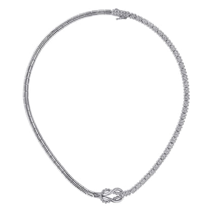 925 Sterling Silver Bujukan Beaded Stirrup Chocker Necklace