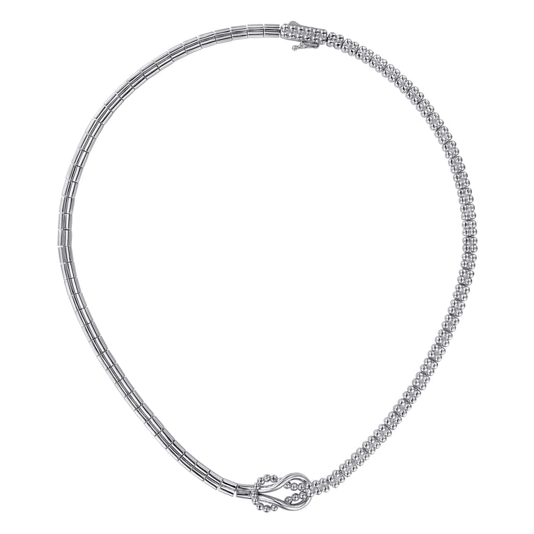 925 Sterling Silver Bujukan Beaded Stirrup Chocker Necklace - Shot 2