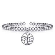 925 Sterling Silver Bujukan Beaded Tree of Life Charm Bangle Bracelet