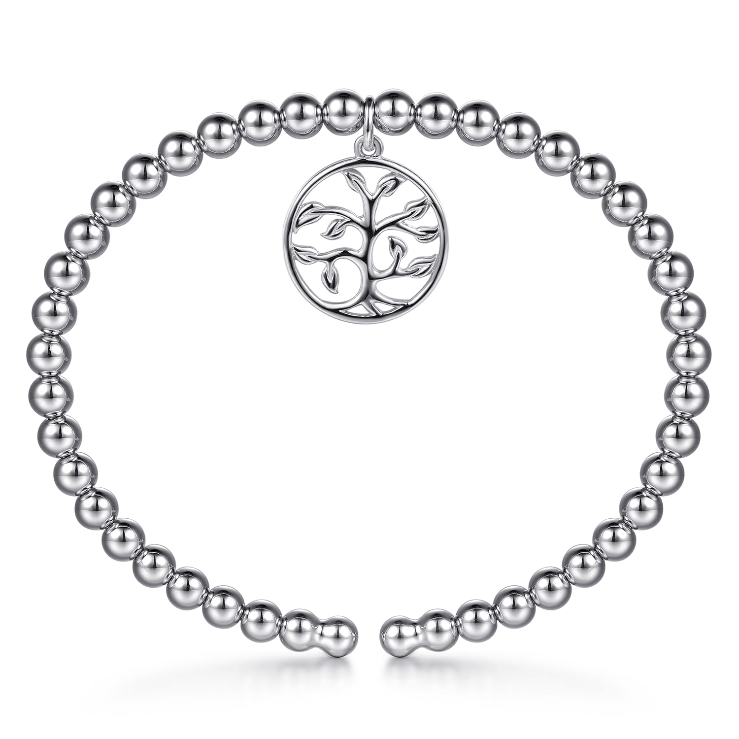 925 Sterling Silver Bujukan Beaded Tree of Life Charm Bangle Bracelet - Shot 3