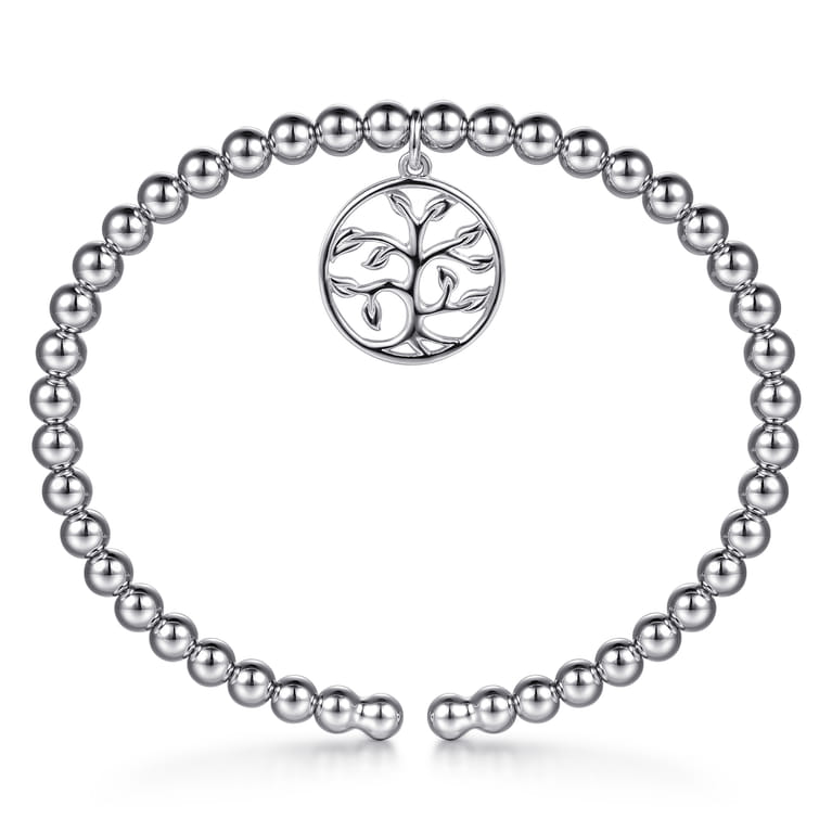925 Sterling Silver Bujukan Beaded Tree of Life Charm Bangle Bracelet - Shot 3