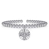 925 Sterling Silver Bujukan Beaded White Sapphire Evil Eye Charm Bangle Bracelet