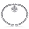 925 Sterling Silver Bujukan Beaded White Sapphire Evil Eye Charm Bangle Bracelet