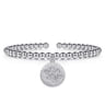 925 Sterling Silver Bujukan Beaded White Sapphire Paw Charm Bangle Bracelet