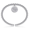 925 Sterling Silver Bujukan Beaded White Sapphire Paw Charm Bangle Bracelet