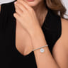 925 Sterling Silver Bujukan Beaded White Sapphire Paw Charm Bangle Bracelet