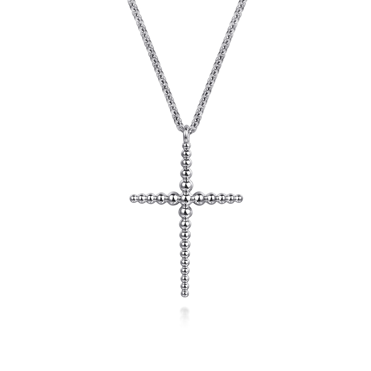 925 Sterling Silver Bujukan Beads Cross Pendant Necklace - Shot 1