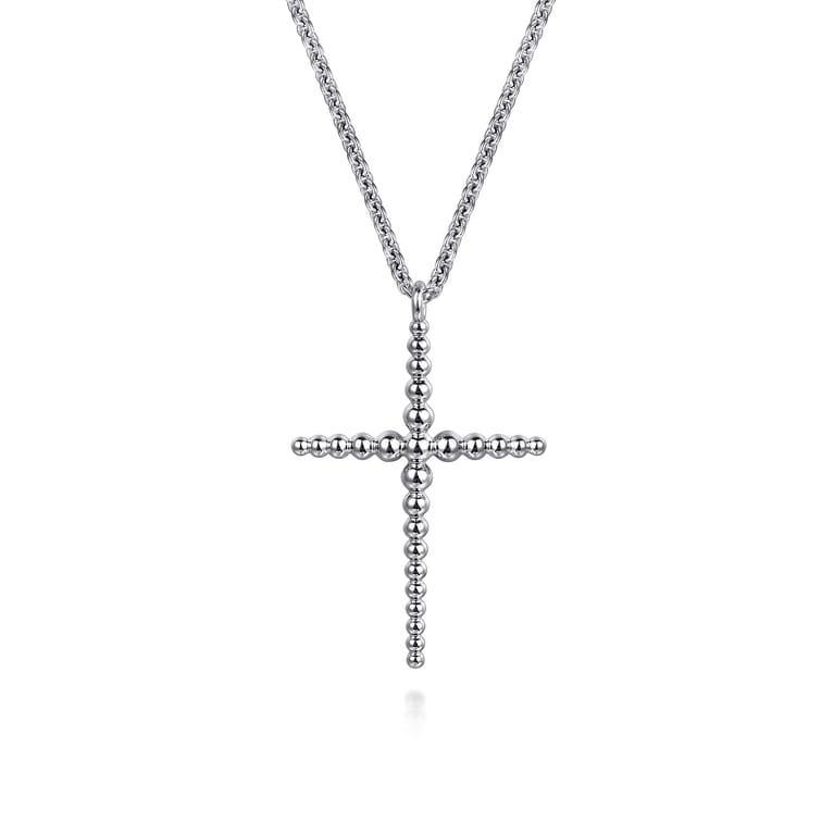 925 Sterling Silver Bujukan Beads Cross Pendant Necklace - Shot 1
