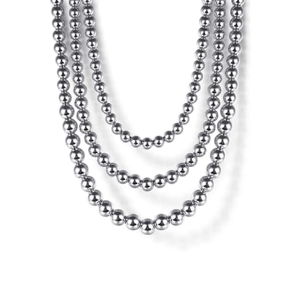 925 Sterling Silver Bujukan Beads Three Layered Necklace