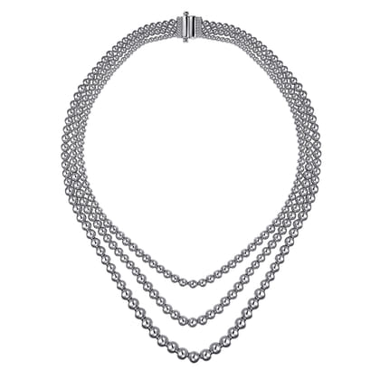 925 Sterling Silver Bujukan Beads Three Layered Necklace