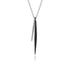 925 Sterling Silver Bujukan Beads and Graduating Black Spinel Double Spike Pendant Necklace