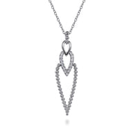 925 Sterling Silver Bujukan Beads and White Sapphire Pendant Drop Necklace