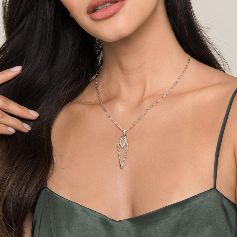 925 Sterling Silver Bujukan Beads and White Sapphire Pendant Drop Necklace - Shot 3