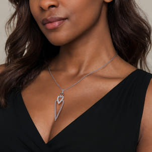 925 Sterling Silver Bujukan Beads and White Sapphire Pendant Drop Necklace