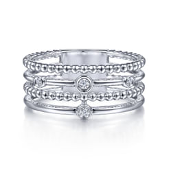 925 Sterling Silver Bujukan Bezel Set Diamond Easy Stackable Ring