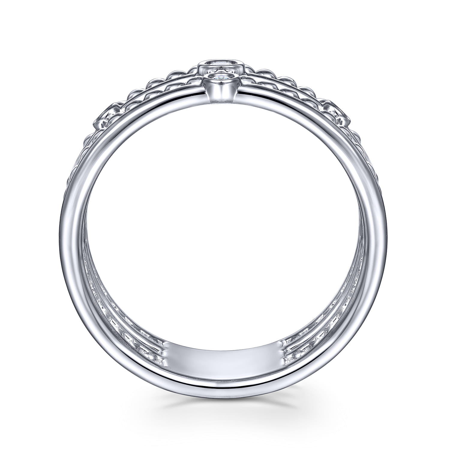 925 Sterling Silver Bujukan Bezel Set Diamond Easy Stackable Ring - 0.05 ct - Shot 2