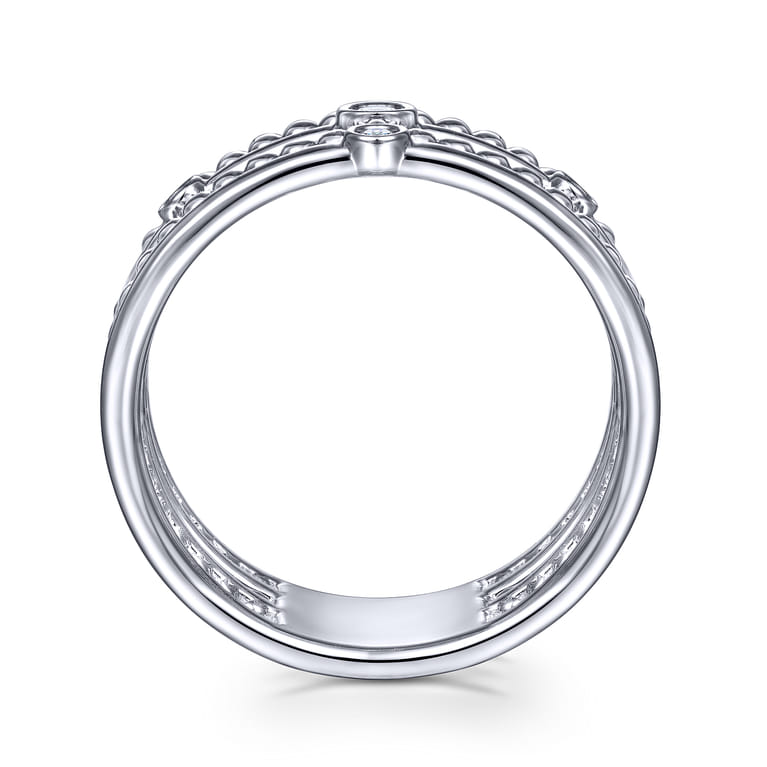 925 Sterling Silver Bujukan Bezel Set Diamond Easy Stackable Ring - 0.05 ct - Shot 2