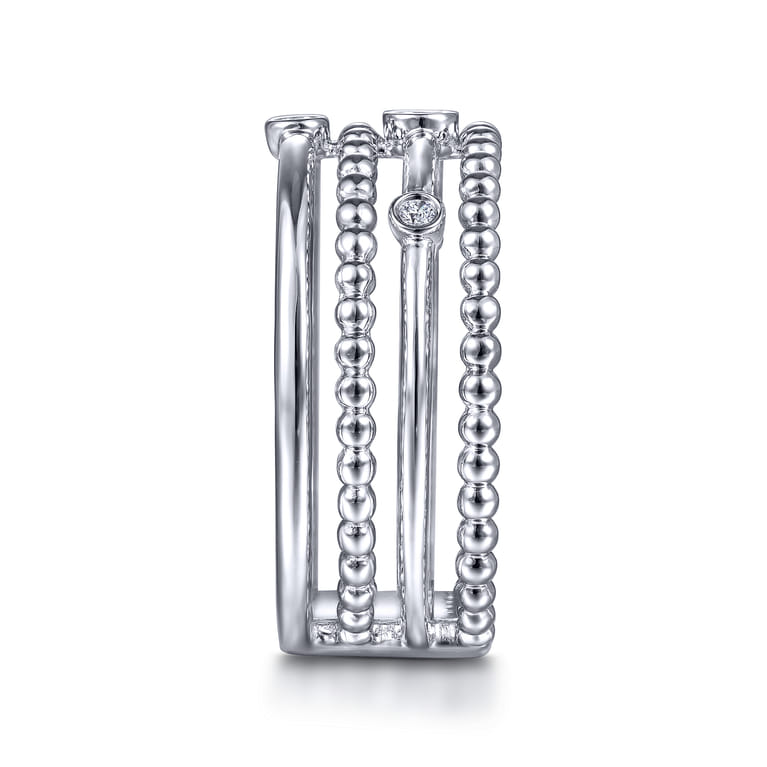 925 Sterling Silver Bujukan Bezel Set Diamond Easy Stackable Ring - 0.05 ct - Shot 4