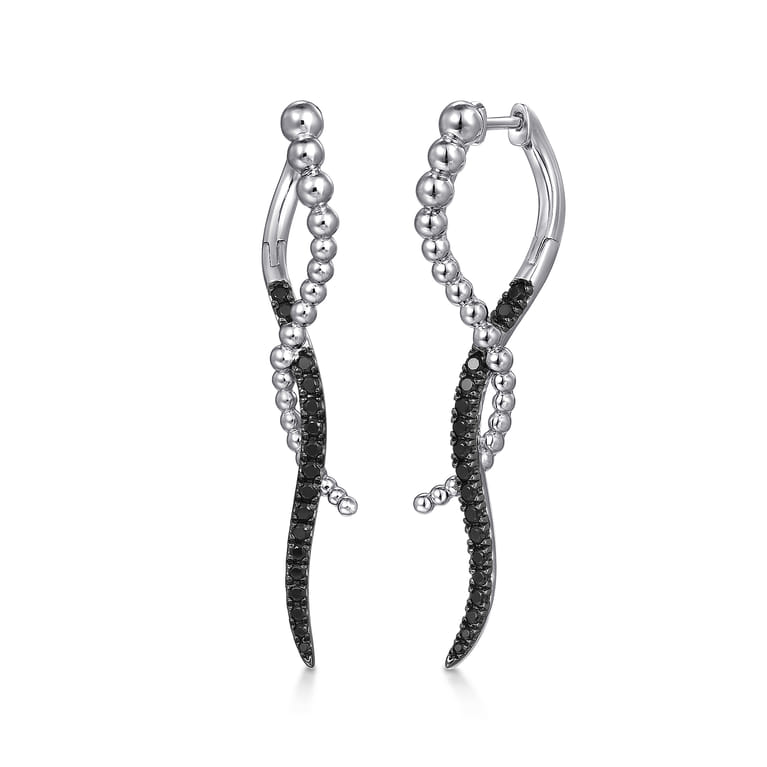 925 Sterling Silver Bujukan Black Spinel Drop Earrings - Shot 1