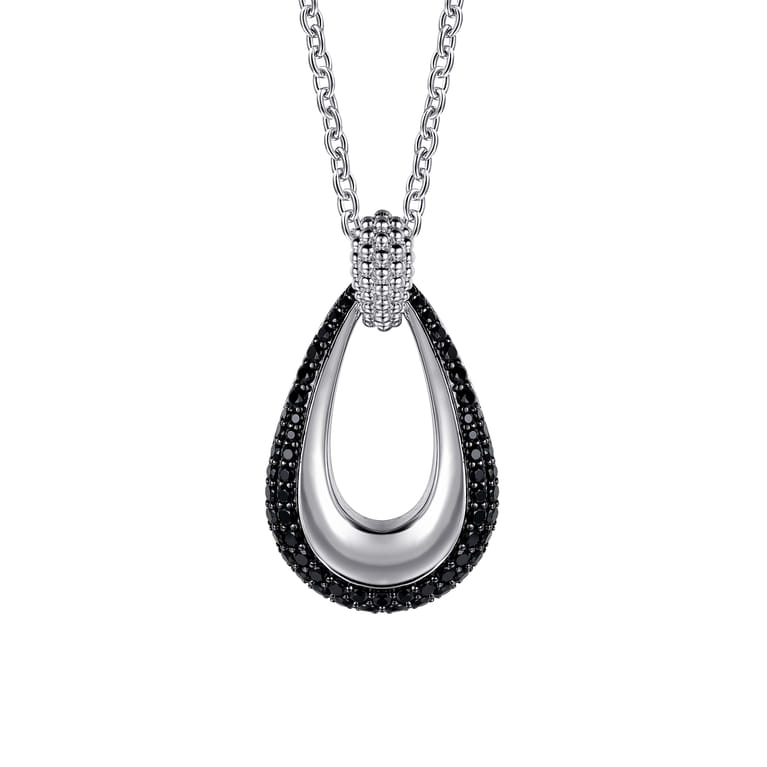 925 Sterling Silver Bujukan Black Spinel Pendant Necklace - Shot 1