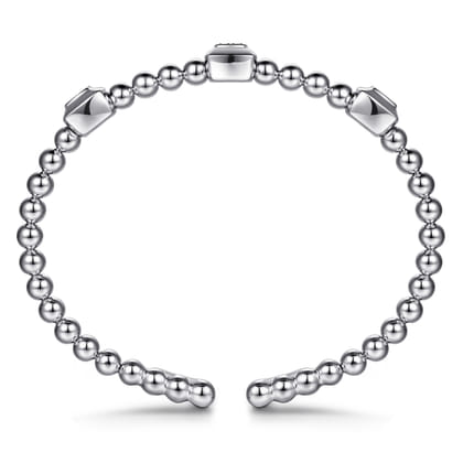 925 Sterling Silver Bujukan Black Spinel Station Bangle Bracelet