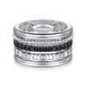 925 Sterling Silver Bujukan Black Spinel and Pyramid Multi Row Easy Stackable Ladies Ring
