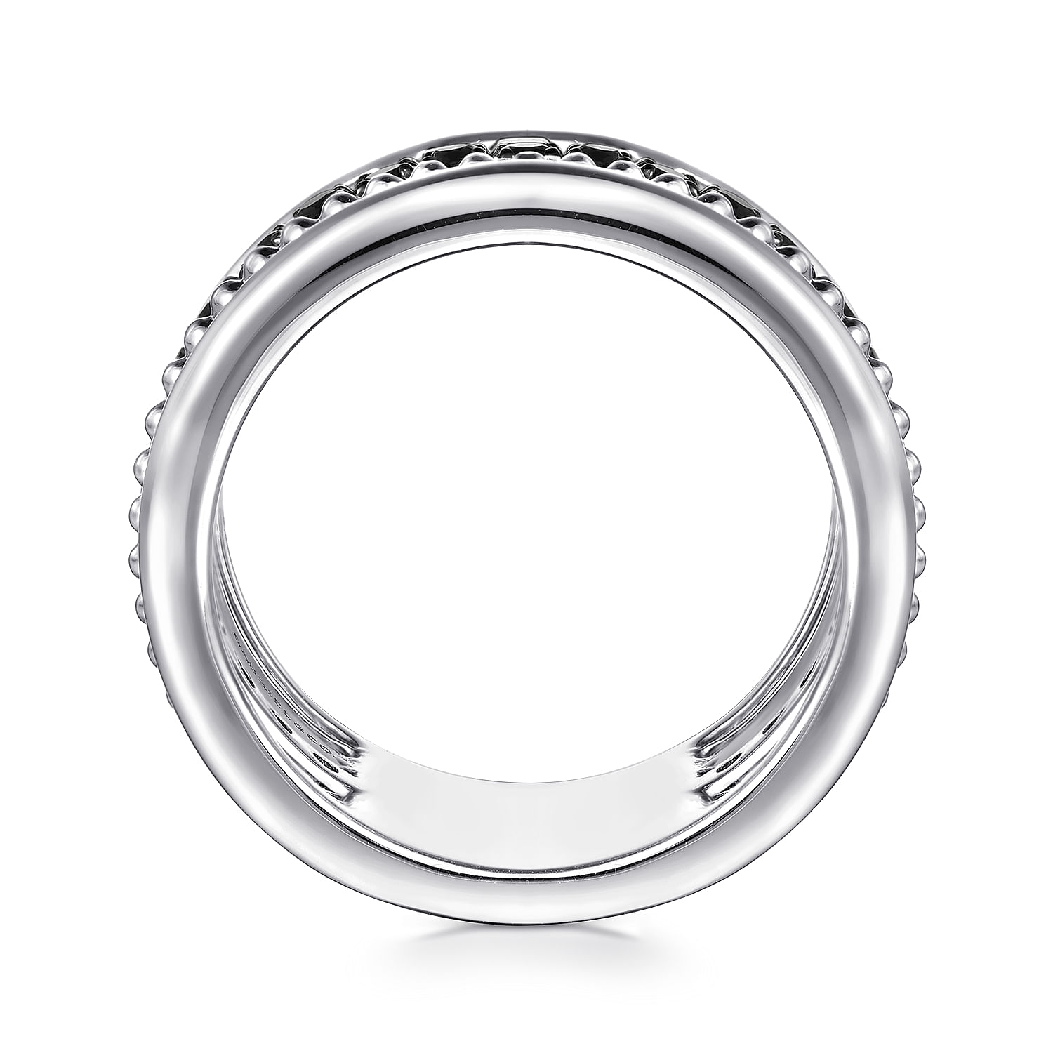925 Sterling Silver Bujukan Black Spinel and Pyramid Multi Row Easy Stackable Ladies Ring